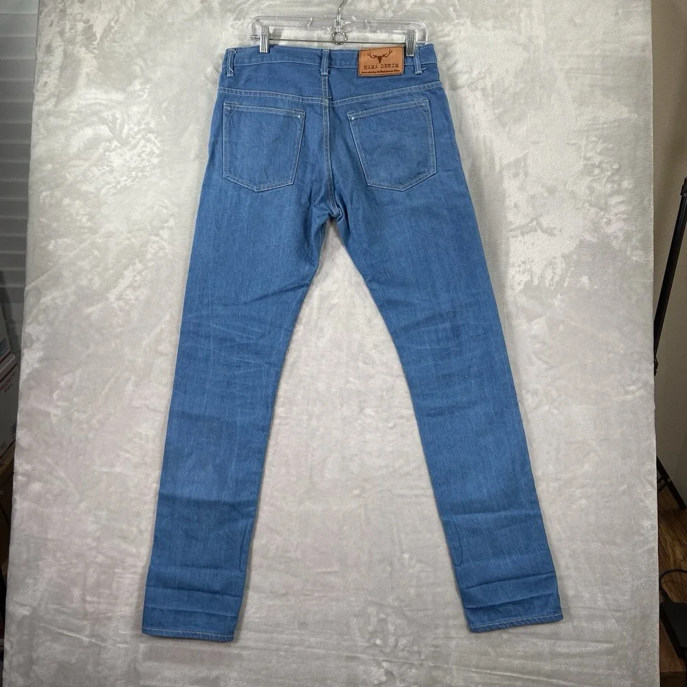 Nama Denim Jeans Mens 32x34 Japanese Selvedge Slim Straight Fit Blue Button Fly
